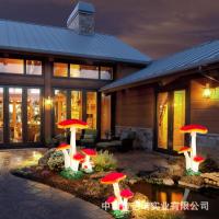 发光树脂玻璃钢蘑菇群灯LED景区文旅灯太阳能户外动物灯景观灯--55x48x92cm