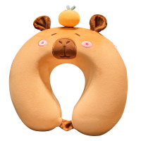 上亨卡通动物记忆棉型U型护颈枕SHZH-BK10水豚棕色（头顶橙子）