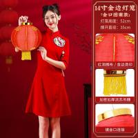 冬瓜灯笼串户外防水广告绸布折叠连串灯笼开业大红长灯笼装饰挂饰--14寸圆形灯笼