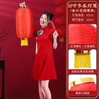 冬瓜灯笼串户外防水广告绸布折叠连串灯笼开业大红长灯笼装饰挂饰--10寸冬瓜灯笼