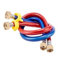 热水器马桶进水软管水管冷热4分 金属编织防爆水龙头软连接管--水软管;红蓝6.5cm尖头1.5M长