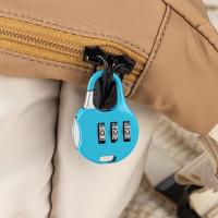 迷你款密码锁挂锁防盗行李箱包锁学生宿舍书包柜子抽居家日用套装--浅蓝圆形