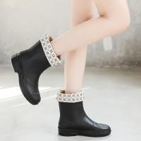 上海回力短筒女士雨鞋成人水鞋防水防滑雨靴胶鞋套鞋加绒加厚--磨砂黑（加绒款）;39