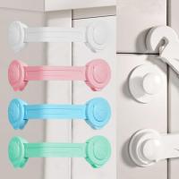 抽屉锁扣多功能儿童锁宝宝安全锁柜门防开扣防夹手抽屉锁冰箱锁--儿童锁-4个长锁