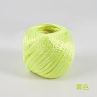 彩全新料塑料绳子捆扎绳打包绳包装绳撕裂膜带草球绳扎口绳--黄色-5卷装