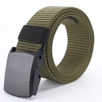 尼龙帆布腰带自动扣男士休闲百搭时尚皮带工装军训裤带加长加厚款--腰带-军绿色