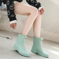 上海回力短筒女士雨鞋成人水鞋防水防滑雨靴胶鞋套鞋加绒加厚--薄荷绿（单鞋款）-36