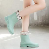 上海回力短筒女士雨鞋成人水鞋防水防滑雨靴胶鞋套鞋加绒加厚--薄荷绿（加绒款）-38