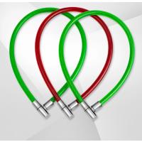 加粗钢缆锁 山地自行车锁防盗链条环形锁便携式电动摩托电瓶车锁 -车锁-15mm*65cm-红色 1个装