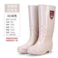 回力雨鞋女863高筒中筒水鞋雨靴时尚款防滑保暖加绒加厚耐磨- -- -卡其色高筒（无绒）- -35