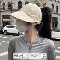 可扎马尾防晒帽防晒薄款透气速干鸭舌帽空顶遮阳太阳帽--新款材质*更耐磨*更好用*更时尚-可扎马尾款--白色