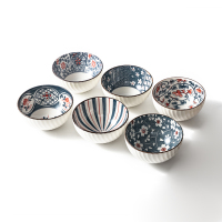 神田KANDA青韵系列赤小花米饭碗六件套（饭碗 4.5寸*6）-