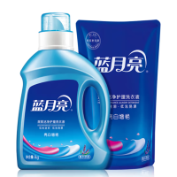 蓝月亮洗衣液3斤套装：亮白增艳薰衣草洗衣液1kg瓶+500g袋装-