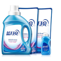 蓝月亮机洗精选深层洁净(薰衣草）洁净洗衣液2kg+1kg（袋）×2+80g旅行装-