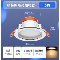 佛山照明筒灯2.5寸5W开孔75-90MM黄光【白玉银边】