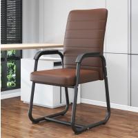 会议椅职员电脑靠背椅子【配件保10年】-高配款黑架横条浅棕色皮双横梁-高配款黑架横条浅棕色皮双横梁--