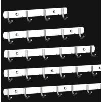 不锈钢连排挂钩厨房墙壁排钩浴室挂衣架可打孔强力承重一排钩-8钩-1个装--长:59cm;1个装--