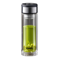 苏泊尔（SUPOR）双层耐热玻璃提环杯400ML.行砚黑KCG40BR10