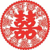婚庆结婚用品静电喜字贴20张装-30#27cm-花边喜结良缘G0615-花边喜结良缘G0615