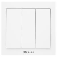 雷士开关插座面板86型暗装一开五孔插座三孔空调电源插座N02灰色-外观颜色：白色|三开单控