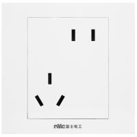 雷士开关插座面板86型暗装一开五孔插座三孔空调电源插座N02灰色-外观颜色：白色|斜五孔插座