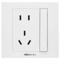 雷士开关插座面板86型暗装一开五孔插座三孔空调电源插座N02灰色-外观颜色：白色|一开双控五孔