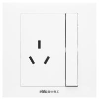 雷士开关插座面板86型暗装一开五孔插座三孔空调电源插座N02灰色-外观颜色：白色|一开单三孔16A