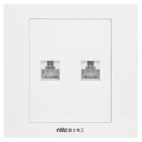 雷士开关插座面板86型暗装一开五孔插座三孔空调电源插座N02灰色-外观颜色：白色|二位电脑插座