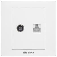 雷士开关插座面板86型暗装一开五孔插座三孔空调电源插座N02灰色-外观颜色：白色|电脑电视插