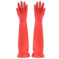 55cm加长乳胶手套加厚防滑洗衣洗碗家用清洁劳保手套4双装-55cm特长手套红色-4双装;L