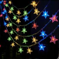 星星灯露营夜市庭院氛围led装饰灯-不防水-顺丰-5级-彩色【小星星】LED;6米40灯【电池款送电池】常亮+闪烁