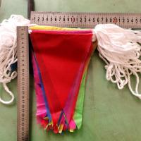 户外工地警示婚庆开业装饰旗子三角彩旗小旗子五彩串旗子小红-80米白尼龙绳16*25150面旗8米/条*10条/包