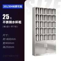 不锈钢水杯柜休息室茶水间存放柜车间工厂员工茶水杯架多格-【加厚款】25格水杯柜;优质201不锈钢