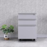 办公室钢制文件铁皮柜 桌下可移动抽屉式矮柜 档案资料收纳-灰鹅颈拉手