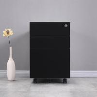 三抽活动柜 文件柜 办公柜移动矮柜 抽屉柜 带锁桌下档案文件柜-黑色
