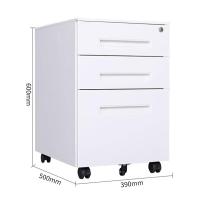 三抽活动柜档案文件柜 颜色管理办公柜移动矮柜抽屉柜带锁桌下柜-白色拉手