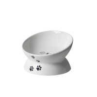 漫沃星系斜口陶瓷猫碗MC-WW603白色