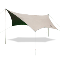 徽羚羊云沐户外大号六角露营野营黑胶天幕便携遮阳棚 黑胶 4.5*4.5M 卡其色HLY-TM-23013