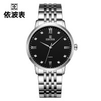 依波（EBOHR）时代元素系列 石英机芯防水钢带手表男表黑盘 50290314男表黑盘 50290314