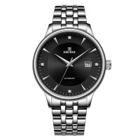 依波（EBOHR）大师系列 自动机械表 防水实心钢带手表 男表 醇黑色 3648011136480111黑面钢带男表