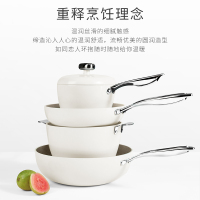 温仑山 VE035 鹅卵石白玉兰炒煎汤奶四件套 炒锅32cm