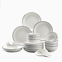 好来宝 HLB-MY03 欧式竖纹32件套碗筷 白色