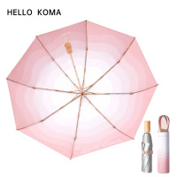 HELLO KOMA 钛银太阳伞防晒防紫外线遮阳伞晴雨两用超强 渐变樱花粉