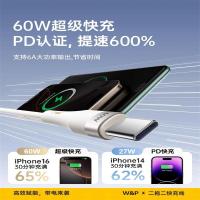W&P1.5米W&P线材类二拖二 60W硅胶数据线 1.5米 BXGT01 1.5米