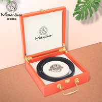 美都袋鼠 MDKANGROO MDE316AM318-BA-M4 高端礼盒鳄鱼皮男士针扣皮带 黑色 长度随机