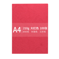 安兴 传美A4 210g皮纹纸封面纸云彩纸封皮纸彩色卡纸标书装订封面纸大红色 100张/包