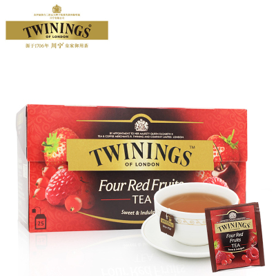 川宁 TWININGS 四红果果香红茶 袋泡茶包 2G×25包 盒装(单位:盒)