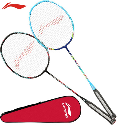 李宁(LI-NING)羽毛球拍2支碳素中杆610碳复合双拍对拍AYPP398-3(已穿线6支球手胶2个