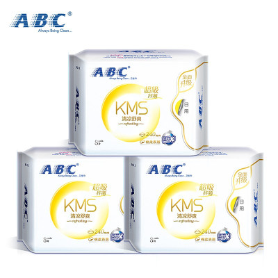 ABC K11 日用纤薄棉柔表层卫生巾(含KMS健康配方) 8片*240mm