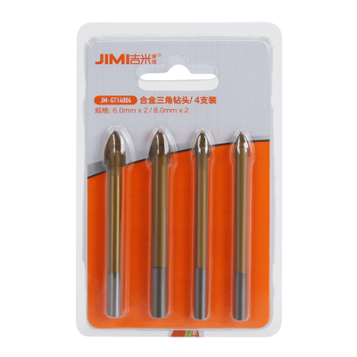 吉米家居 JM-GT14004 合金三角钻头 手电钻配件瓷砖钻玻璃钻陶瓷钻4支装6mm*2 8mm*2